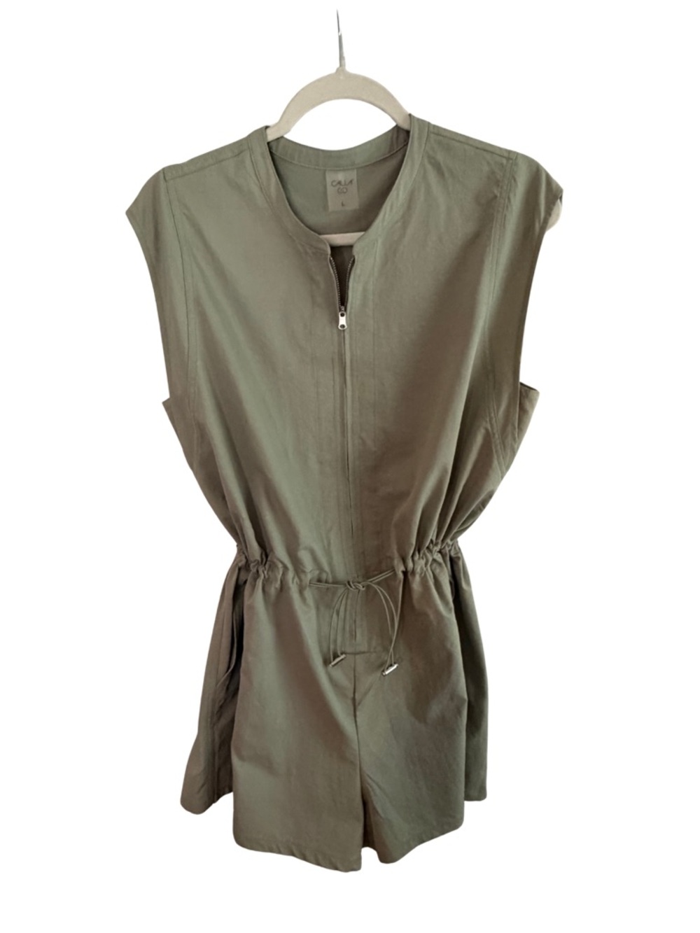 CALIA by Carrie Underwood Sleeveless Sage Green Drawstring Romper